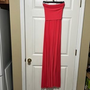 Long, strapless, coral Victoria secret maxi dress